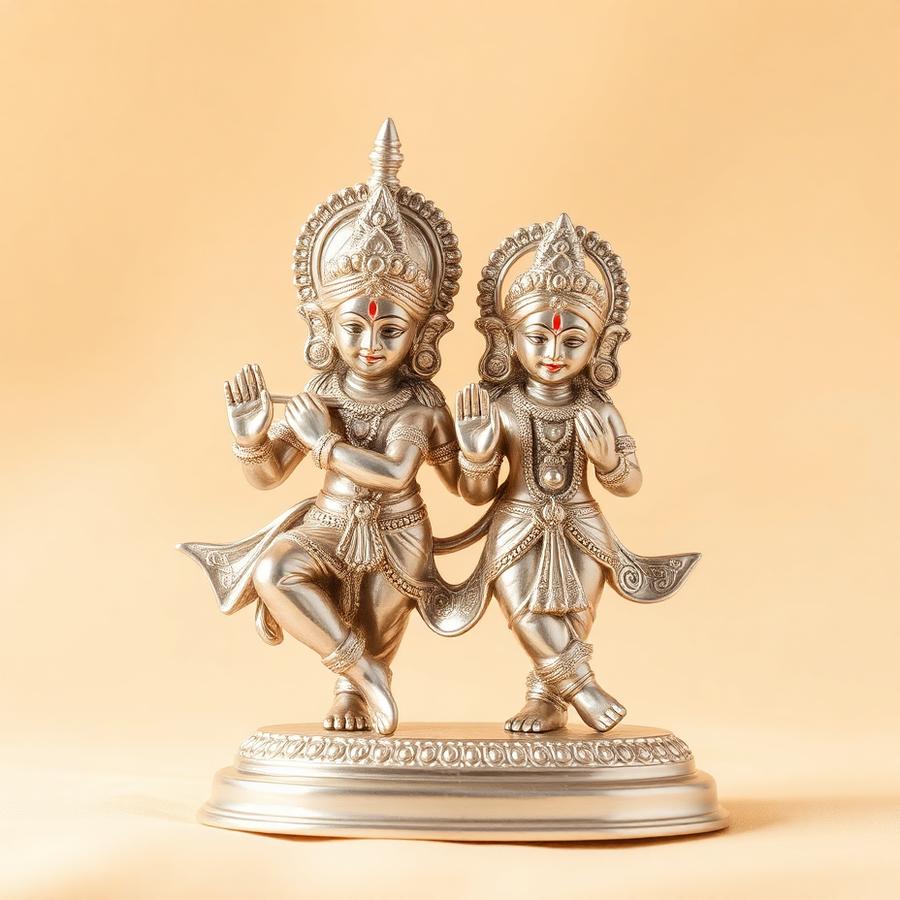 Silver Krishna idol